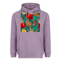 Lavender christmas hot chocolate and cookie seamless pattern Heavyweight Hoodie - BundleAndBundleShop