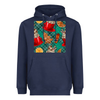 Navy christmas hot chocolate and cookie seamless pattern Heavyweight Hoodie - BundleAndBundleShop