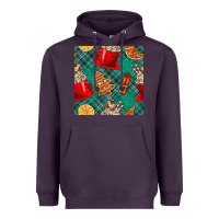 Plum christmas hot chocolate and cookie seamless pattern Heavyweight Hoodie - BundleAndBundleShop