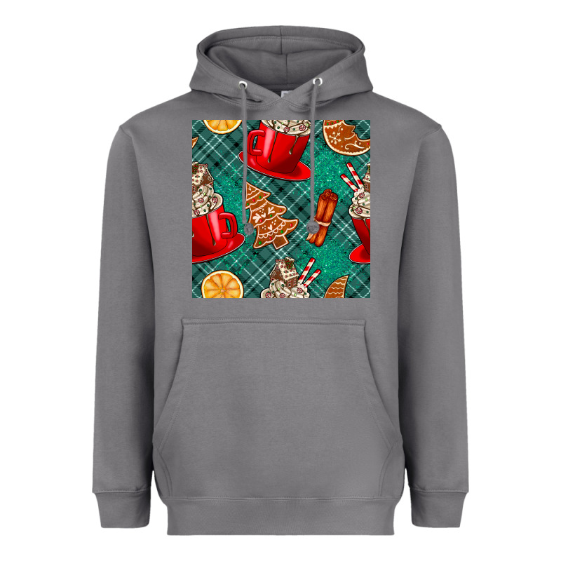 Christmas Hot Chocolate And Cookie Seamless Pattern Heavyweight Hoodie by BundleAndBundleShop | Teevron