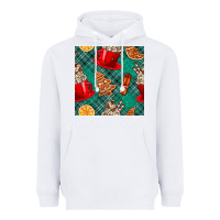 White christmas hot chocolate and cookie seamless pattern Heavyweight Hoodie - BundleAndBundleShop