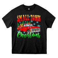 Black Small town Christmas Heavy Core Tee - CowhideDigitalArt