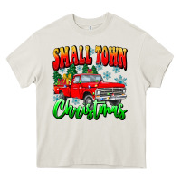 Cream Small town Christmas Heavy Core Tee - CowhideDigitalArt