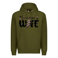 Army Green lineman wife Premium Hoodie - MaliasSmallBusiness