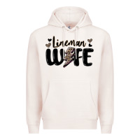 Pale Pink lineman wife Premium Hoodie - MaliasSmallBusiness