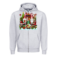 Heather Grey christmas gnome truck Zipper Hoodie - texasbilliewilder