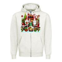 Oatmeal Heather christmas gnome truck Zipper Hoodie - texasbilliewilder