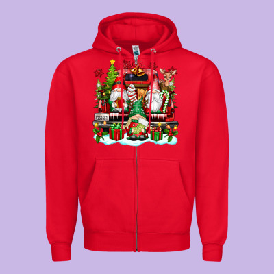 Christmas Gnome Truck Zipper Hoodie Designed By Texasbilliewilder