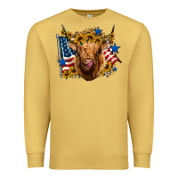 Antique Gold 4th of july shaggy cow leopard background Premium Sweatshirt - Jasminsmagicworld