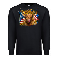 Black 4th of july shaggy cow leopard background Premium Sweatshirt - Jasminsmagicworld