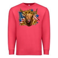 Cardinal 4th of july shaggy cow leopard background Premium Sweatshirt - Jasminsmagicworld