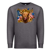 Charcoal Heather 4th of july shaggy cow leopard background Premium Sweatshirt - Jasminsmagicworld