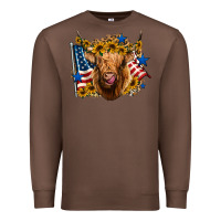 Chestnut 4th of july shaggy cow leopard background Premium Sweatshirt - Jasminsmagicworld