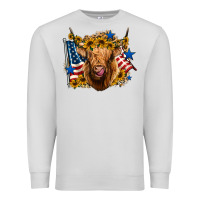 Dove Grey 4th of july shaggy cow leopard background Premium Sweatshirt - Jasminsmagicworld