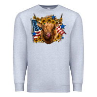 Heather Grey 4th of july shaggy cow leopard background Premium Sweatshirt - Jasminsmagicworld