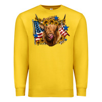 Lemon 4th of july shaggy cow leopard background Premium Sweatshirt - Jasminsmagicworld