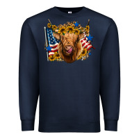 Navy 4th of july shaggy cow leopard background Premium Sweatshirt - Jasminsmagicworld