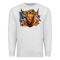 Oatmeal Heather 4th of july shaggy cow leopard background Premium Sweatshirt - Jasminsmagicworld
