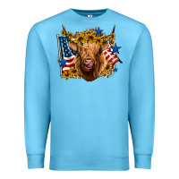 Ocean Blue 4th of july shaggy cow leopard background Premium Sweatshirt - Jasminsmagicworld
