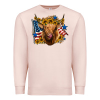 Pale Pink 4th of july shaggy cow leopard background Premium Sweatshirt - Jasminsmagicworld