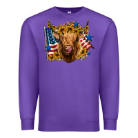 Purple 4th of july shaggy cow leopard background Premium Sweatshirt - Jasminsmagicworld