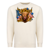 Sandshell 4th of july shaggy cow leopard background Premium Sweatshirt - Jasminsmagicworld