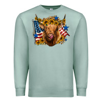 Seafoam 4th of july shaggy cow leopard background Premium Sweatshirt - Jasminsmagicworld