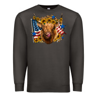 Smoke 4th of july shaggy cow leopard background Premium Sweatshirt - Jasminsmagicworld