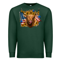 Sports Green 4th of july shaggy cow leopard background Premium Sweatshirt - Jasminsmagicworld