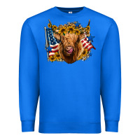 True Royal 4th of july shaggy cow leopard background Premium Sweatshirt - Jasminsmagicworld