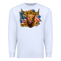 White 4th of july shaggy cow leopard background Premium Sweatshirt - Jasminsmagicworld