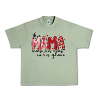 Oil Green this mama wears her heart on her gleeve Urban Heavy Tee - MaliasSmallBusiness