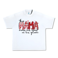 White this mama wears her heart on her gleeve Urban Heavy Tee - MaliasSmallBusiness