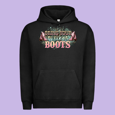 Bring Your Ass Kicking Boots Urban Hoodie Designed By Nancycooperartshop