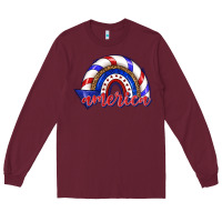 Burgundy America rainbow Long Sleeve Tee - texasbilliewilder