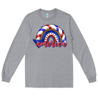 Heather Grey America rainbow Long Sleeve Tee - texasbilliewilder