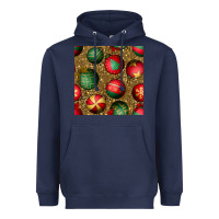Navy christmas ornaments and leopard seamless pattern Heavyweight Hoodie - BundleAndBundleShop