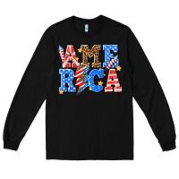 Black America with lightning bolt Long Sleeve Tee - texasbilliewilder