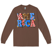 Chestnut America with lightning bolt Long Sleeve Tee - texasbilliewilder