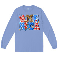 Colony Blue America with lightning bolt Long Sleeve Tee - texasbilliewilder