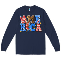 Navy America with lightning bolt Long Sleeve Tee - texasbilliewilder