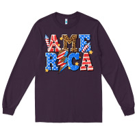 Plum America with lightning bolt Long Sleeve Tee - texasbilliewilder