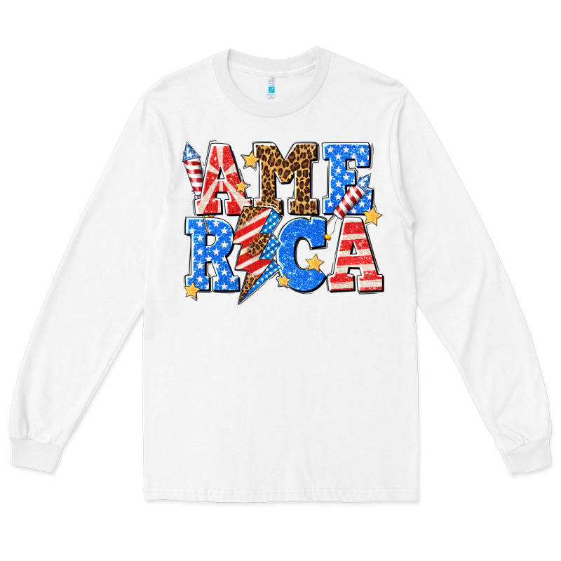 America With Lightning Bolt Long Sleeve Tee by texasbilliewilder | Teevron