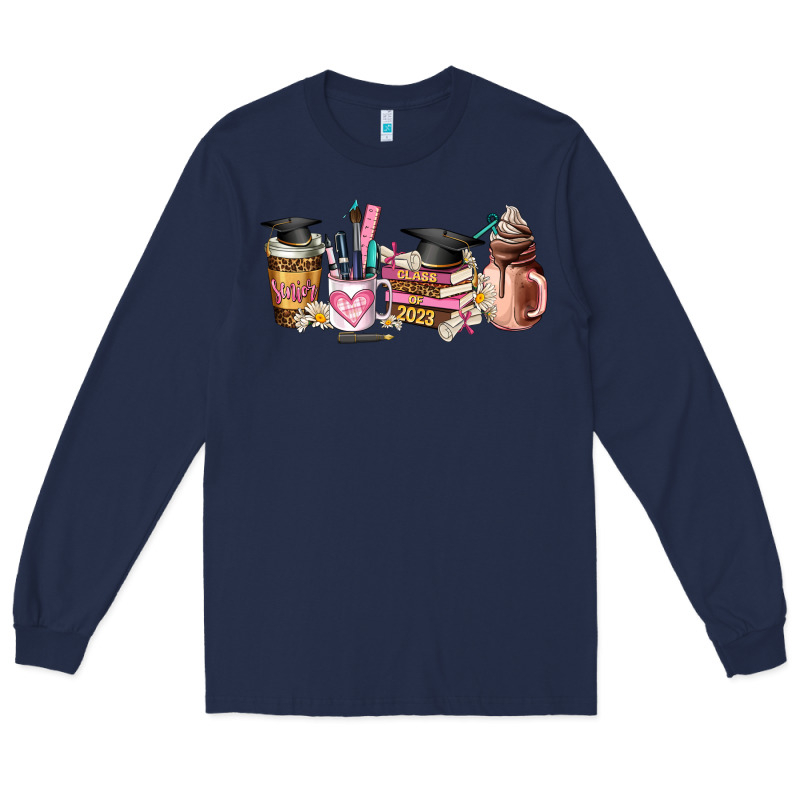 Senior 2023 Graduation Coffee Cups Long Sleeve Tee by AdoDesignShop | Teevron