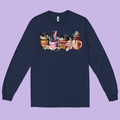 Senior 2023 Graduation Coffee Cups Long Sleeve Tee Designed By Adodesignshop
