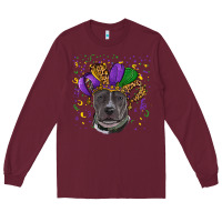 Burgundy mardi gras pitbull Long Sleeve Tee - RanaPortraitStore