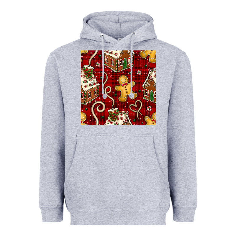 Christmas Gingerbread Cookie House Seamless Pattern Heavyweight Hoodie by BundleAndBundleShop | Teevron