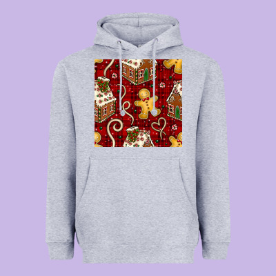 Christmas Gingerbread Cookie House Seamless Pattern Heavyweight Hoodie Designed By Bundleandbundleshop