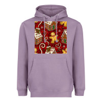 Lavender christmas gingerbread cookie house seamless pattern Heavyweight Hoodie - BundleAndBundleShop