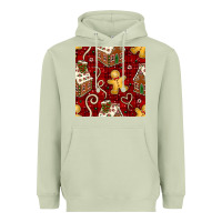 Matcha christmas gingerbread cookie house seamless pattern Heavyweight Hoodie - BundleAndBundleShop